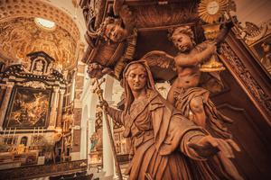 Interior shot of Saint Charles Borromeo Catholic Church in Antwerp, built in the 17th century.