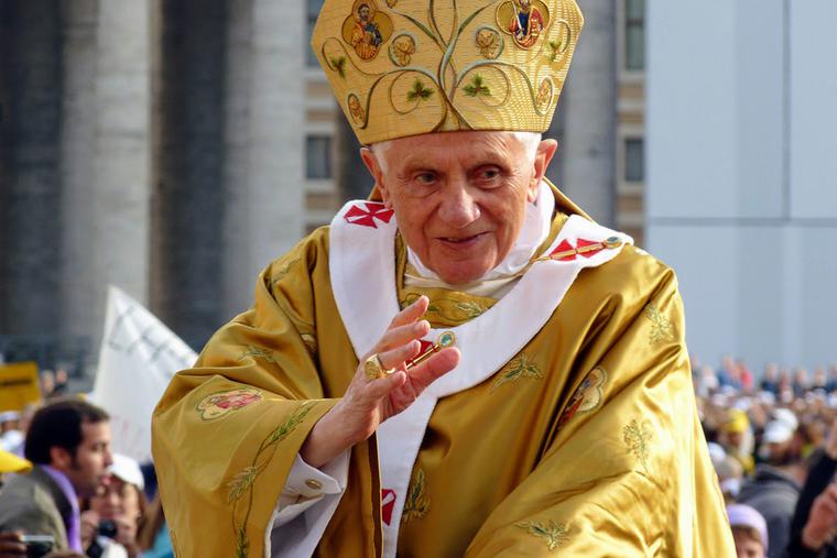 Pope Benedict XVI arrives for a canonization ceremony in St. Peter’s Square, Oct. 24, 2011.