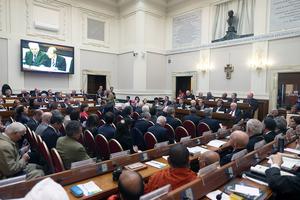 A general view of the 'Protect the Earth, Dignify Humanity' workshop held at the Pontifical Academy of Sciences at the Vatican’s Casina Pio IV on April 28, 2015.