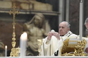 Pope Francis celebrates Mass on the Solemnity of the Epiphany of the Lord in St. Peter's Basilica Jan. 6, 2021.