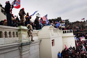Thousands storm the United States Capitol building following a “Stop the Steal” rally on Jan. 6, 2021, in Washington, DC.