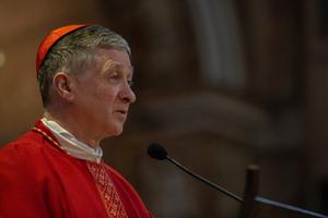 Cardinal Blase Cupich of Chicago celebrates Mass with members of the U.S. Conference of Catholic Bishops' Region VII who gathered at the Basilica of St. Bartholomew on the Island on Dec. 13, 2019, during their ad limina visit.