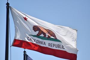 California flag flying in the wind.