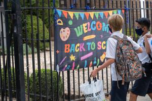 On September 9, 2020, students attend first day of in-person learning at Catholic schools in the Archdiocese of New York at Immaculate Conception Catholic Academy.