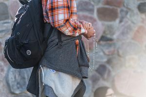A student prays the Rosary at the University of Mary in Bismarck, North Dakota