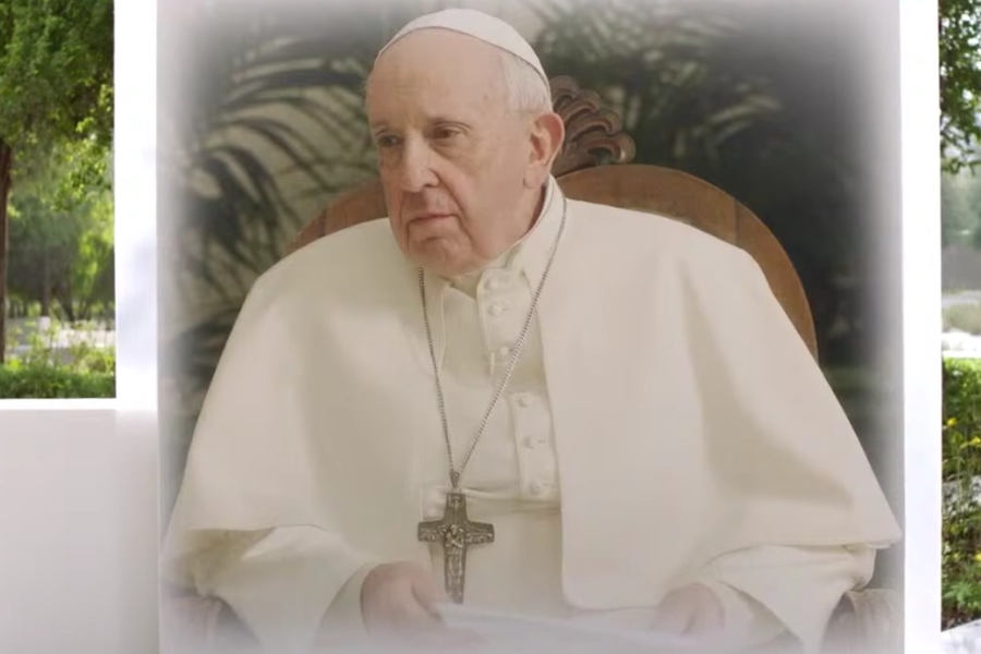 Pope Francis delivers his International Day of Human Fraternity message Feb. 4, 2021.