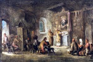 Unknown German Master, “Holy Mass in a Village Church,” 18th century