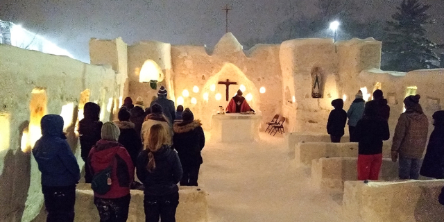 Ice Mass at St Albert the Great Campus of Michigan Tech