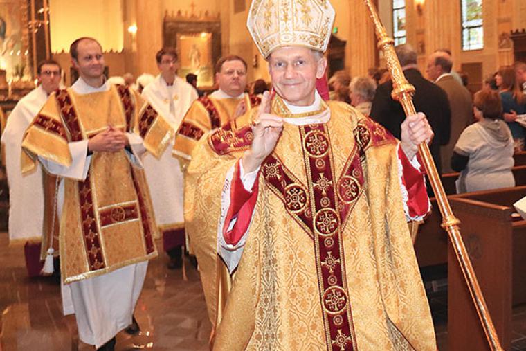 Bishop Thomas Paprocki of Springfield, Ill., during the closing Mass at the diocesan synod in 2017.