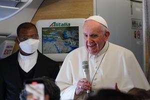 Pope Francis holds an in-flight press conference en route to Rome from Iraq.