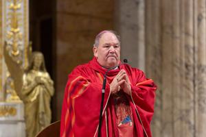 Archbishop Bernard Hebda of St. Paul and Minneapolis celebrates Mass at the Basilica of Saint Paul Outside the Walls on Jan. 15, 2020.