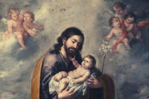 BARTOLOMÉ ESTEBAN MURILLO, ST. JOSEPH WITH THE INFANT SAVIOUR (ANGELS IN THE CLOUDS), C. 17TH CENTURY