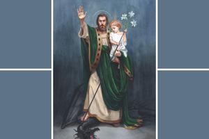 This painting by artist Bernadette Carstensen was commissioned by Father Donald Calloway because ‘Terror of Demons’ is his favorite title for St. Joseph. The image can be found in his book, ‘Consecration to St. Joseph: The Wonders of Our Spiritual Father,’ and is available at Father Calloway’s website, ConsecrationtoStJoseph.org.