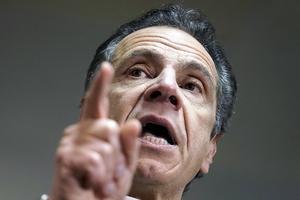 New York Governor Andrew Cuomo speaks Wednesday at a church in the Harlem section of New York.