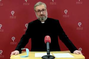 Archbishop Stefan Heße of Hamburg, Germany, makes his announcement on March 18, 2021.