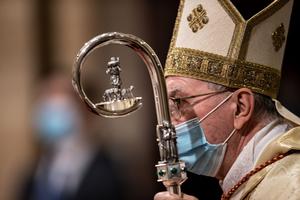 Cardinal Pietro Parolin, Secretary of State for the Holy See, ordained 29 priests of the Prelature of Opus Dei inside the Basilica of Sant'Eugenio in Rome, Sept. 5, 2020.