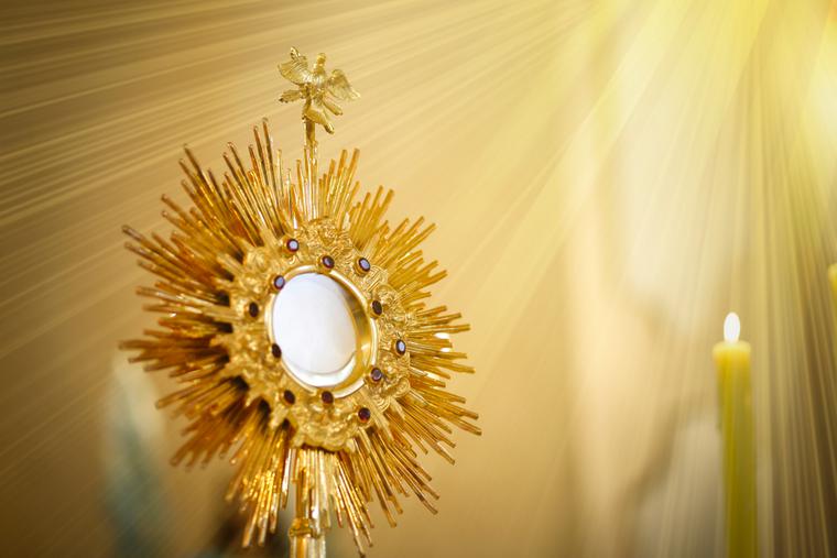 Blessed Sacrament inside a monstrance.