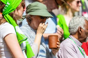 Attendees participate in a Lutheran service at the German Protestant Kirchentag on June 23, 2019, in Dortmund, Germany.