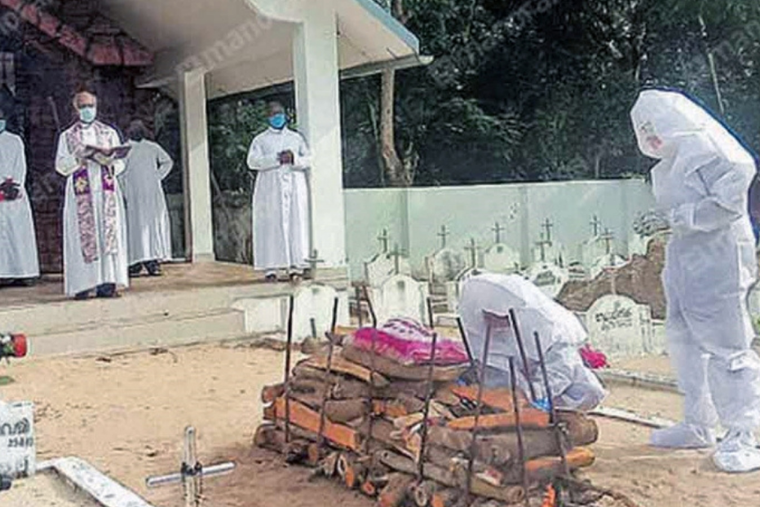 A funeral service during the height of the coronavirus pandemic in Kerala.