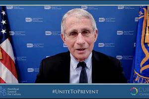 Dr. Anthony Fauci speaks to the audience at the “Unite to Prevent, Unite to Cure” conference May 6-8, 2021.