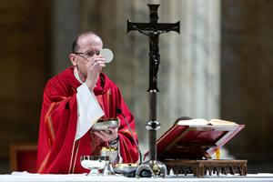 Archbishop Thomas Olmsted of Phoenix celebrated Mass with members of the United States Conference of Catholic Bishops' Region XIII who gathered at the Basilica of St. Paul Outside the Walls on Feb. 12, 2020, during their ad Limina Apostolorum visit.