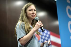 Clinton speaks at a 2016 campaign rally for her mother