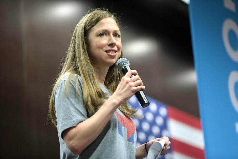 Clinton speaks at a 2016 campaign rally for her mother