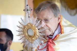 Cardinal George Pell at the annual Eucharistic procession at the Angelicum in Rome, May 13, 2021.