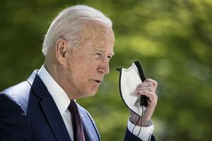 President Joe Biden speaks on the North Lawn of the White House on April 27 in Washington, DC.