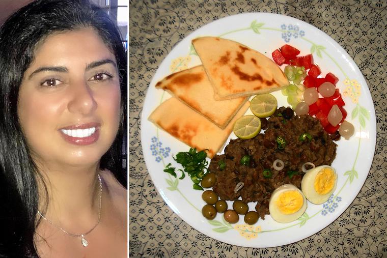 Grace Abi-Najm Shea (left) and a Lebanese breakfast plate featuring ‘fūl medames’