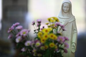 Blessed Virgin Mary With Flowers