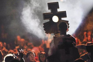 The Eucharist during a procession at Franciscan University of Steubenville.