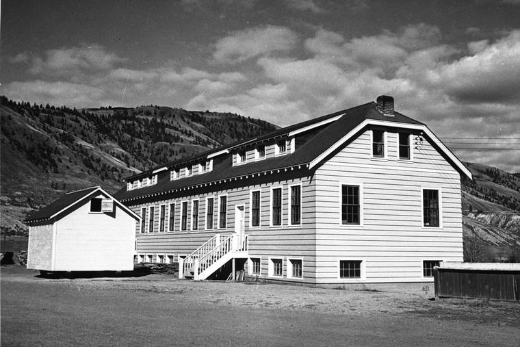 New classroom building of Kamloops Indian Residential School, Kamloops, British Columbia, circa 1950.