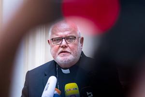 Cardinal Reinhard Marx, the Catholic Archbishop of Munich and Freising, speaks to the media following his offer of resignation to Pope Francis on June 4, 2021 in Munich, Germany.