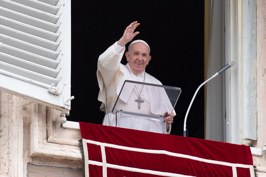 Pope Francis gives the Angelus address, June 6, 2021.
