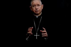 Archbishop José Gomez addresses his brother bishops June 16 at the livestreamed USCCB meeting.