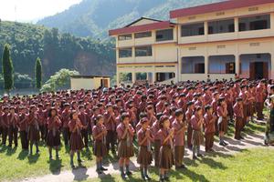 Morning assembly at a Catholic school in Seppa in Arunachal Pradesh state.