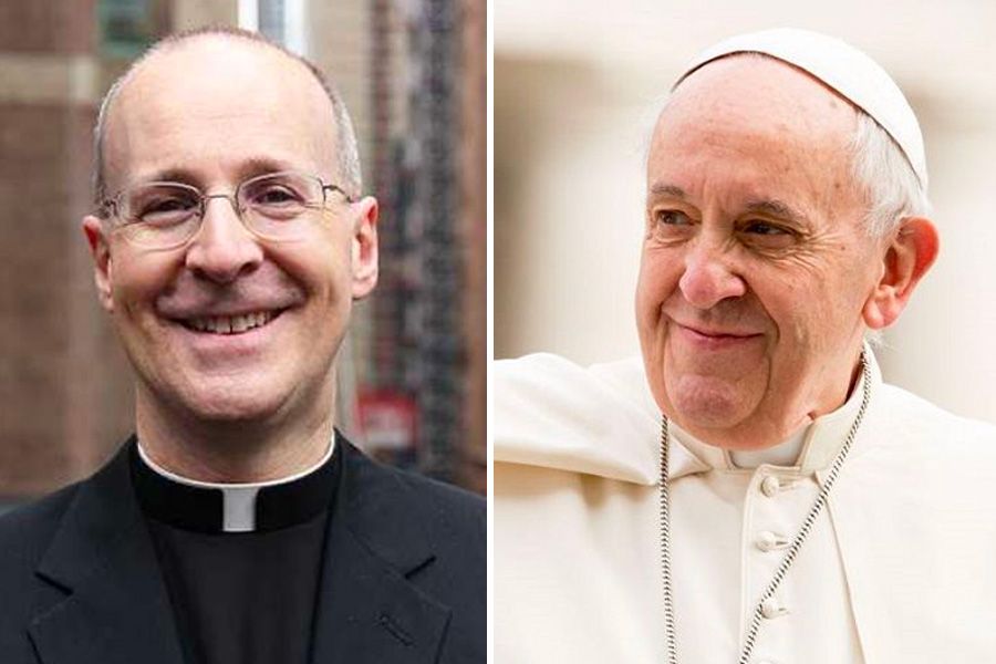 (L) Father James Martin alongside Pope Francis.