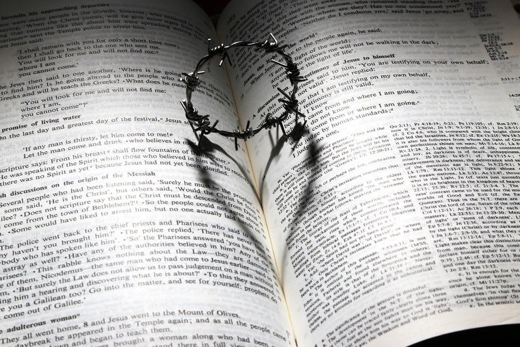 Miniature Crown of Thorns on Bible Photo