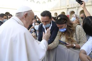 Pope Francis holds his weekly General Audience in the Courtyard of St. Damaso on June 30, 2021.