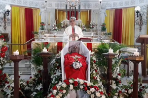 Jesuit Father Frazer Mascarenhas speaking at Fr Stan's funeral on July 6, 2021.