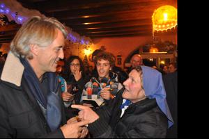 Roberto Mancini, manager for Italy's European Championship-winning team, meets Sister Rosalina Rovasio in 2019.