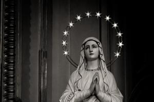 Mary is described as ‘a woman clothed with the sun, with the moon under her feet, and on her head a crown of 12 stars’ in Revelation.