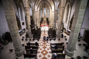 Worshippers gather for a Mass on Dec. 23, 2020, in St. Martin’s Cathedral in Bratislava, Slovakia.