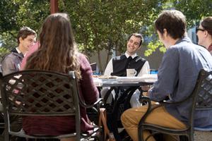 Campus life is enjoyed by students at the University of Dallas in Irving, Texas.