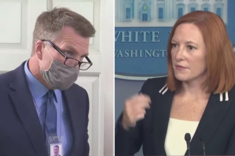 Jen Psaki responds to EWTN News Nightly's Owen Jensen question regarding Texas' heartbeat law.