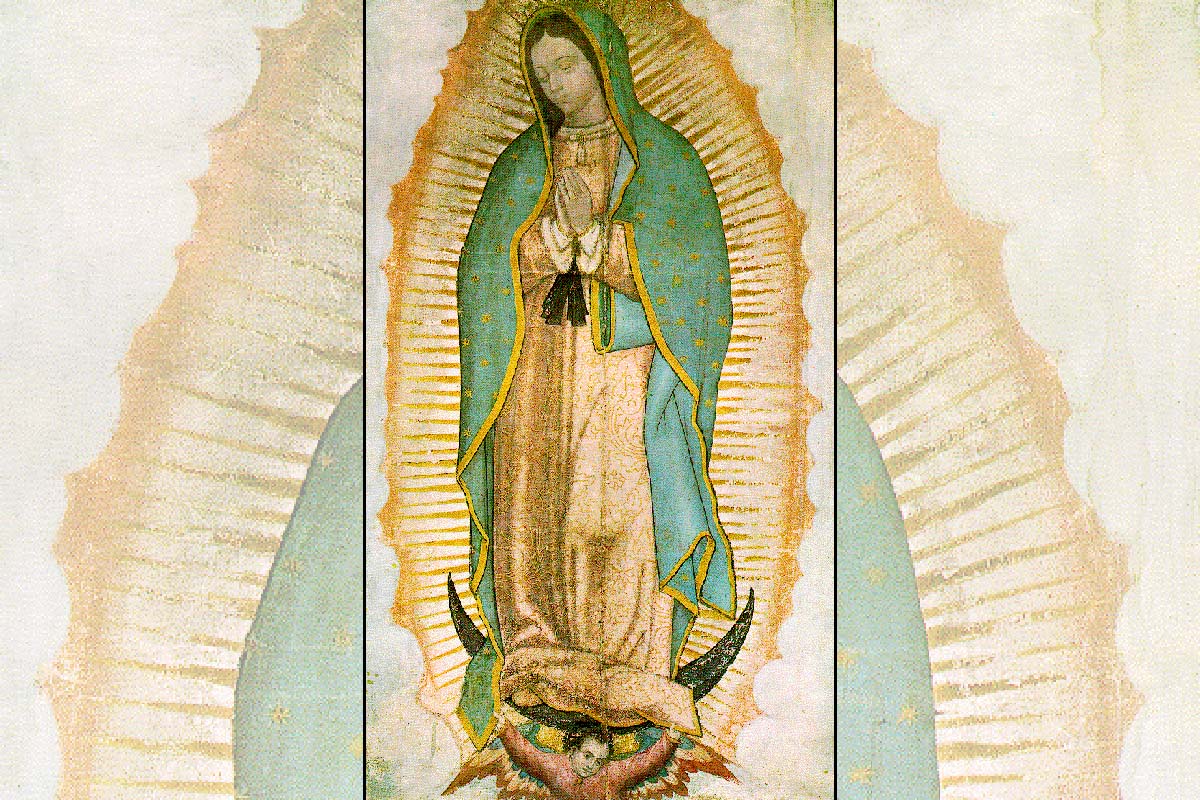 The Virgin of Guadalupe displays the sun, moon, and stars symbolism of the Woman of Revelation 12