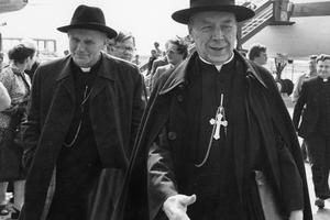 Polish Cardinals Karol Wojtyla (l) and Stefan Wyszyński arrive for the funeral of the late Pope Paul VI on Aug. 11, 1978. Cardinal Wyszyński will be beatified Sept. 12 in Warsaw.