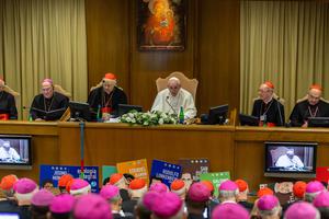 Pope Francis opens the Synod of Bishops for the Pan-Amazon Region with prayer Oct. 7, 2019.