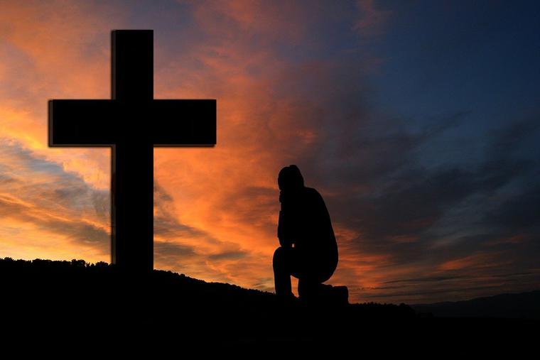 Cross Silhouette at Sunset Photo